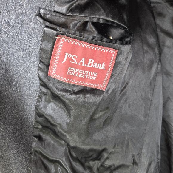 Vintage Jos A Bank Mens Trench Coat Gray Wool Blend Fall Winter Cold Weather - Picture 5 of 16
